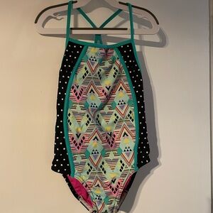 Speedo Kids One Piece Swimsuit - Black and Multicolor